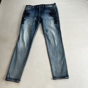 Driftwood Jacke Straight Boho Embroidery Floral Size 29 Blue Women Jeans